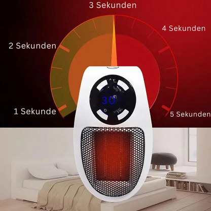 BlazeHeat - Elektrischer Mini Heizstrahler mit Fernbedienung und Digitalanzeige
