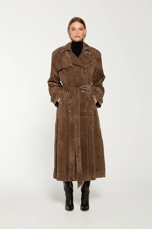 Vienna – Wildleder-Trenchcoat für eleganten Alltagsstil