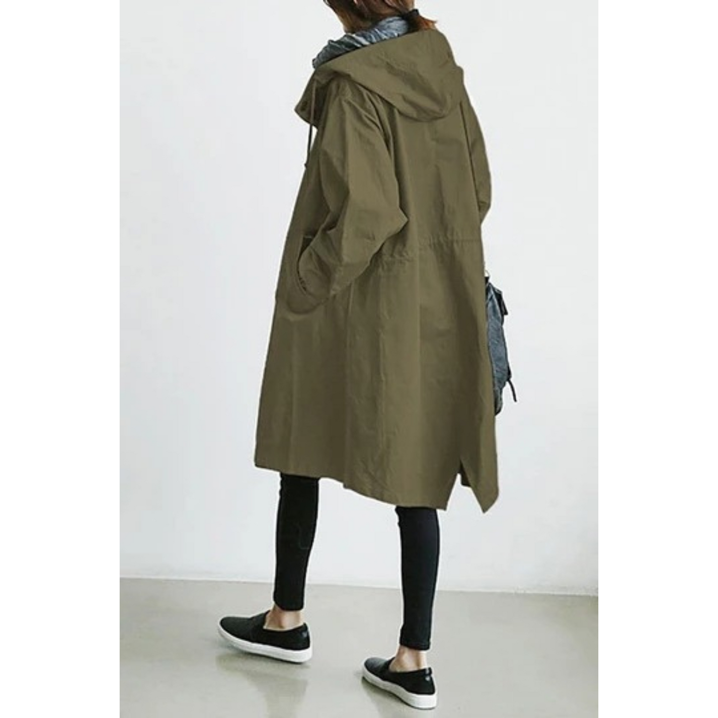 Langer – Langer Damen-Trenchcoat mit Kapuze und verstellbarer Passform