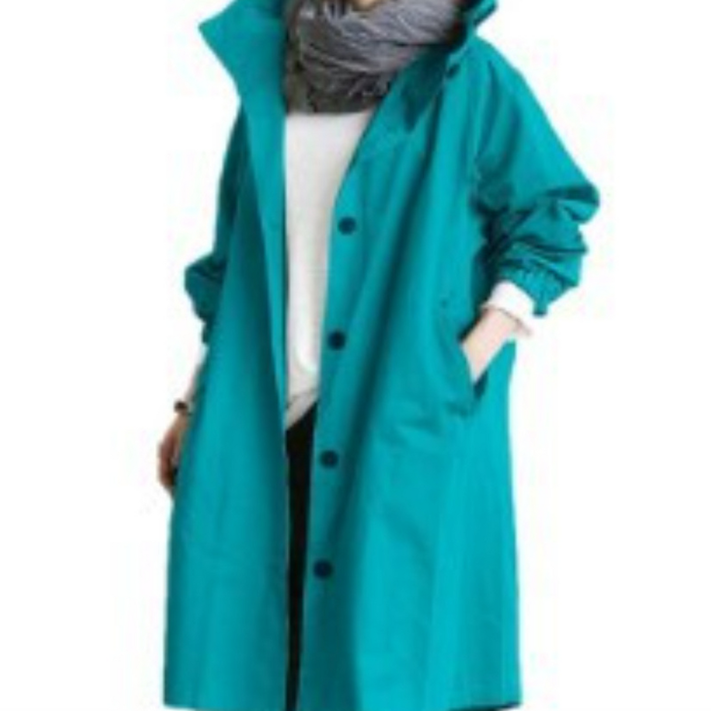 Langer – Langer Damen-Trenchcoat mit Kapuze und verstellbarer Passform