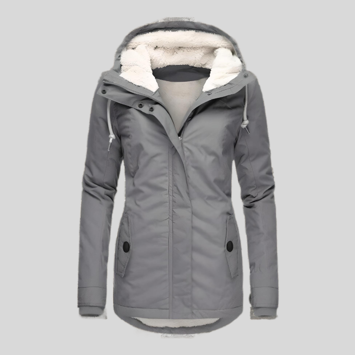 Lange, wasserdichte Winterjacke mit Kapuze und kuscheligem Futter