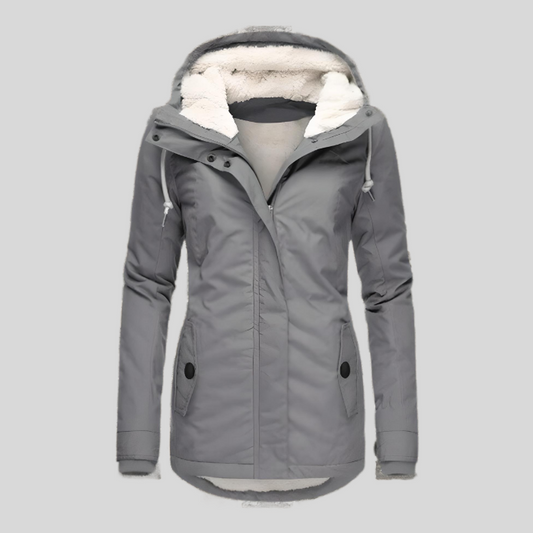 Lange, wasserdichte Winterjacke mit Kapuze und kuscheligem Futter