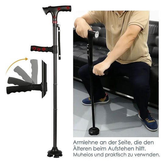 LumiWalk – LED-Gehstock mit ergonomischer Unterstützung und Sicherheitsfunktionen