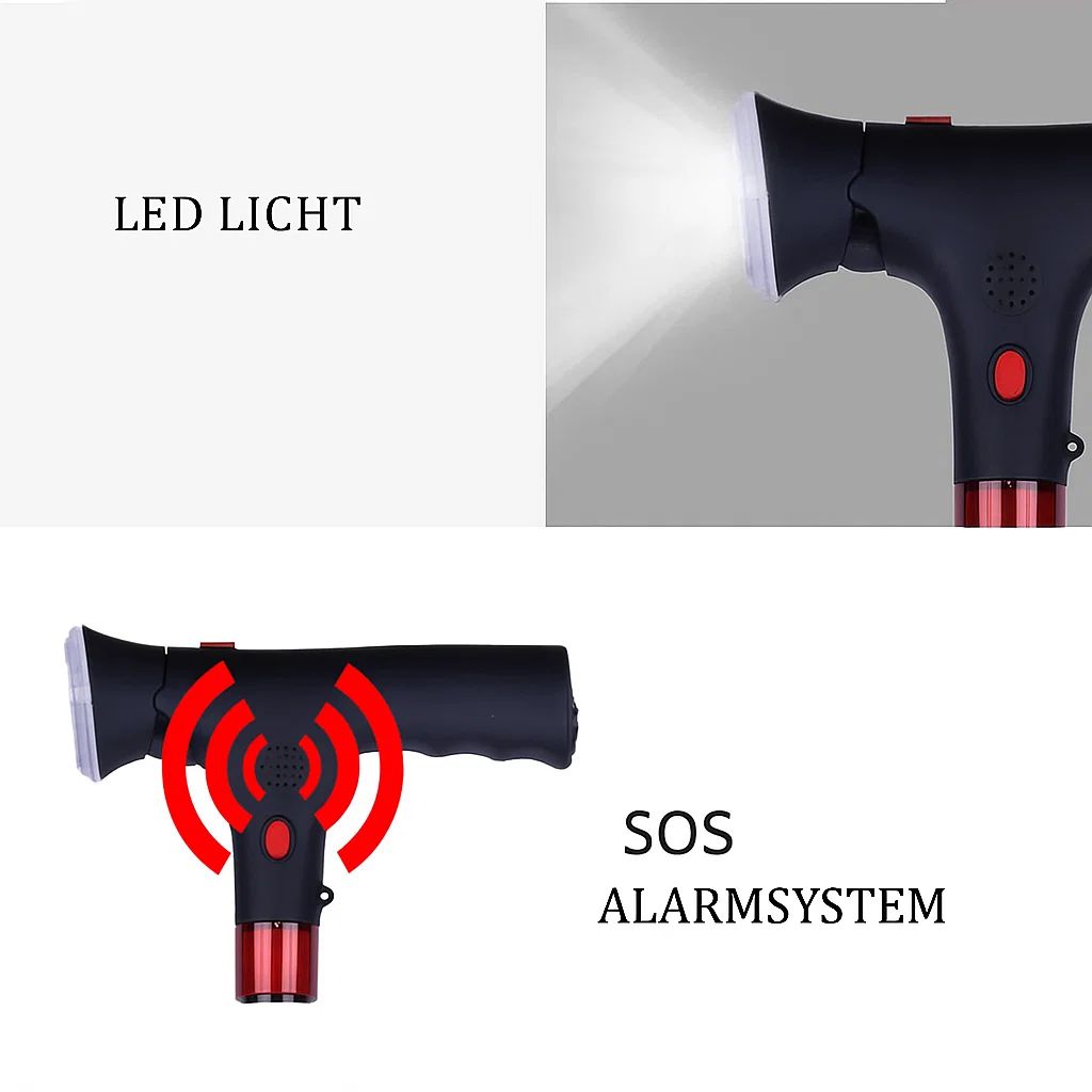 LumiWalk – LED-Gehstock mit ergonomischer Unterstützung und Sicherheitsfunktionen