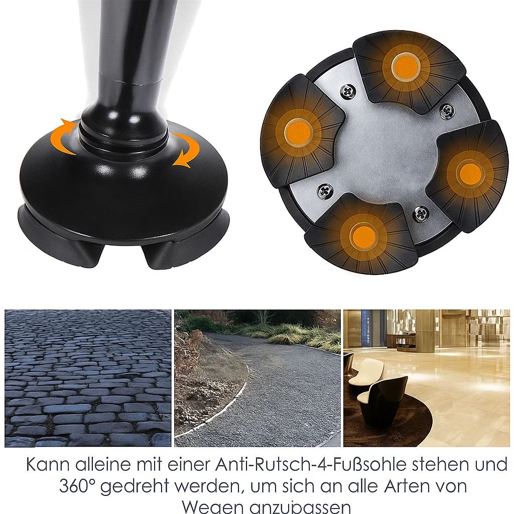 LumiWalk – LED-Gehstock mit ergonomischer Unterstützung und Sicherheitsfunktionen