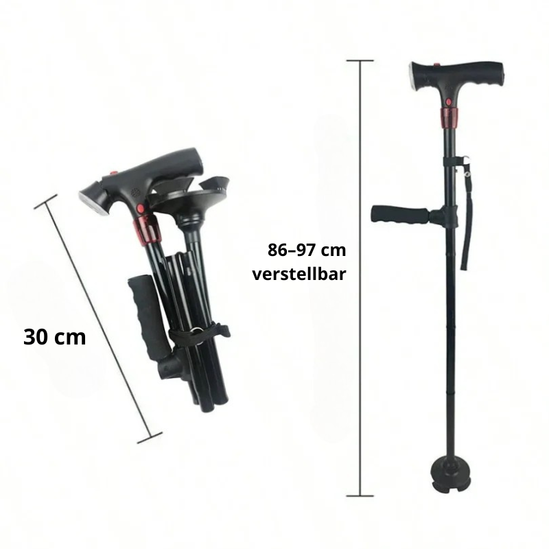 LumiWalk – LED-Gehstock mit ergonomischer Unterstützung und Sicherheitsfunktionen