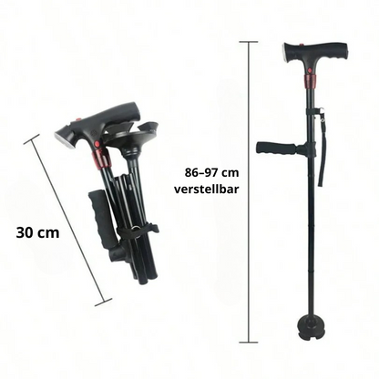 LumiWalk – LED-Gehstock mit ergonomischer Unterstützung und Sicherheitsfunktionen