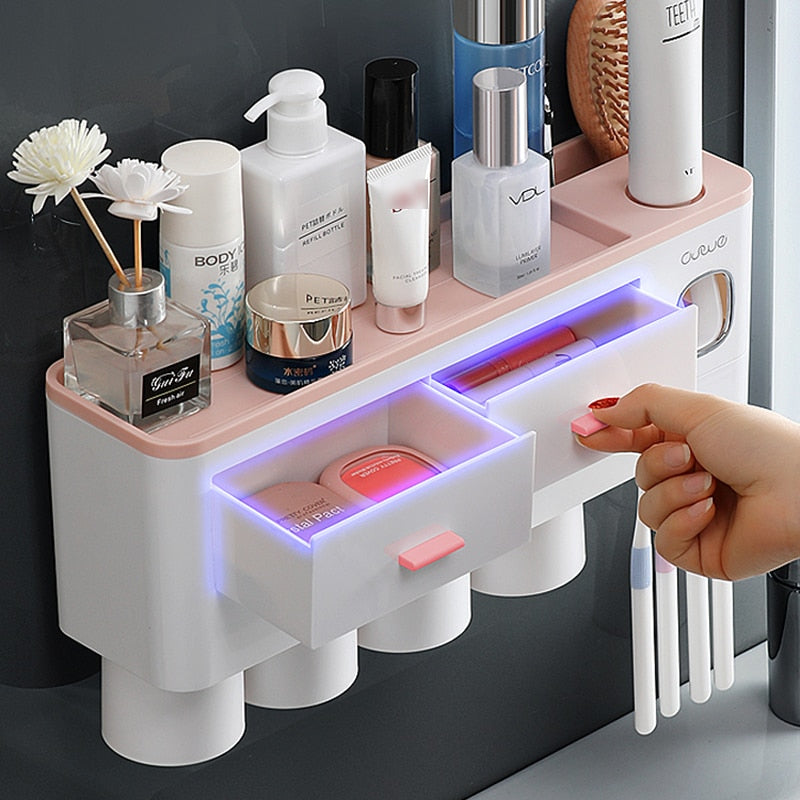 NeatNest – All-in-One-Magnet-Badezimmerset mit Zahnpastabehälter