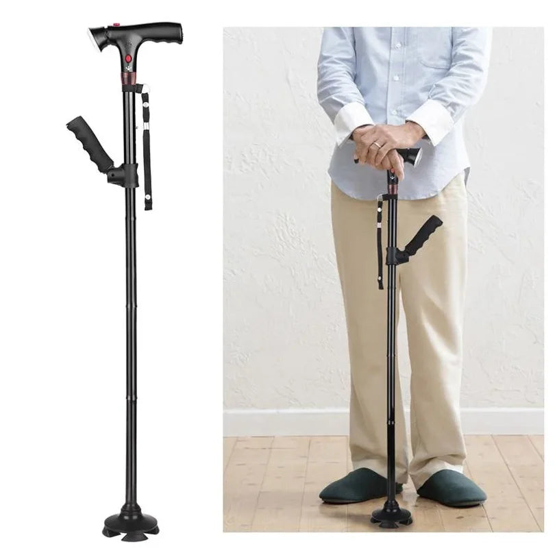 LumiWalk – LED-Gehstock mit ergonomischer Unterstützung und Sicherheitsfunktionen