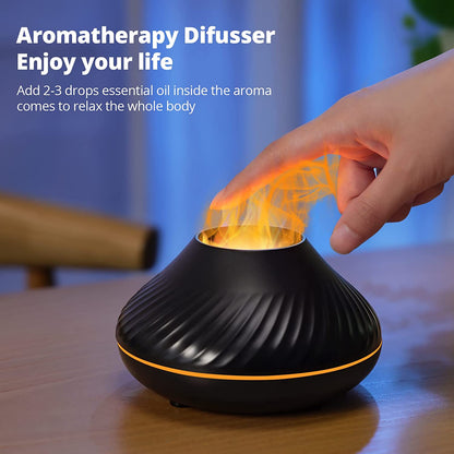 Reup – Vulkanflammen-Aromadiffusor mit ätherischem Öl, Nachtlicht und USB-Luftbefeuchter