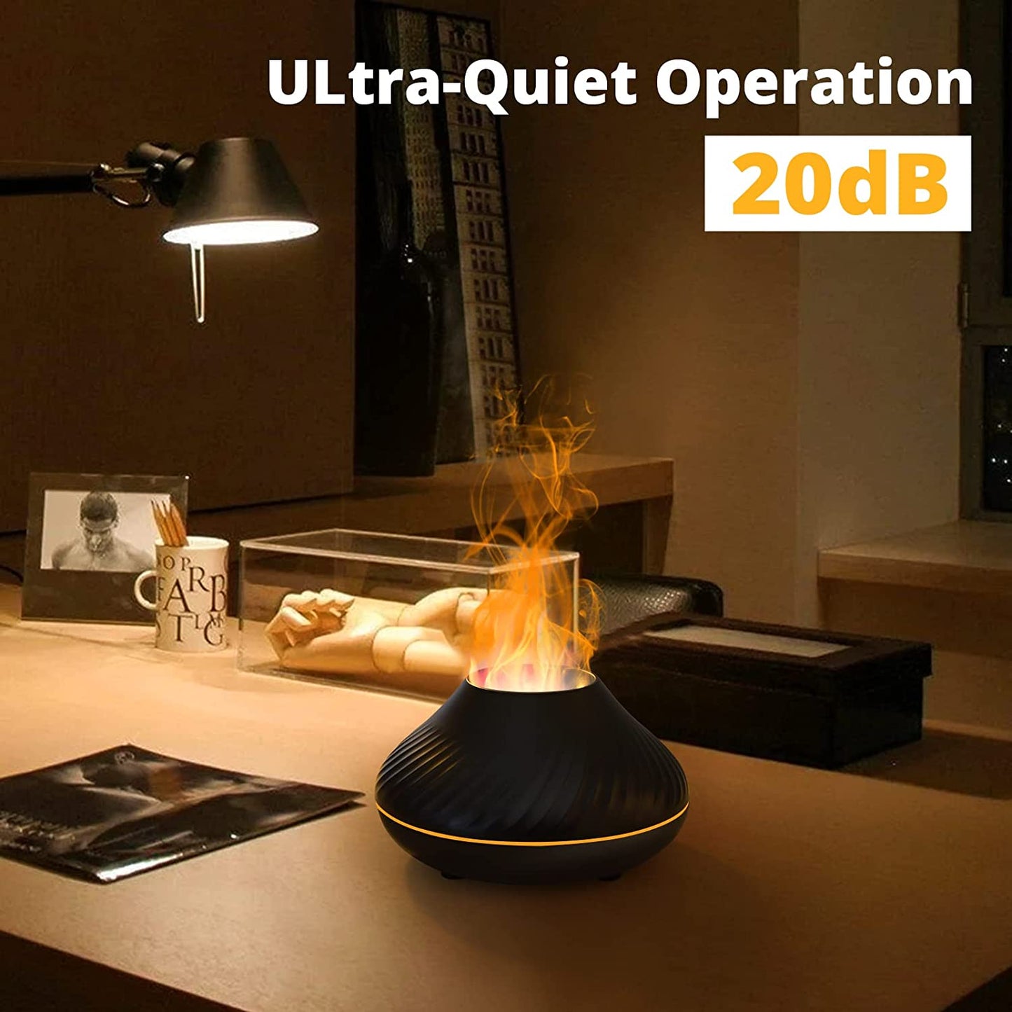 Reup – Vulkanflammen-Aromadiffusor mit ätherischem Öl, Nachtlicht und USB-Luftbefeuchter