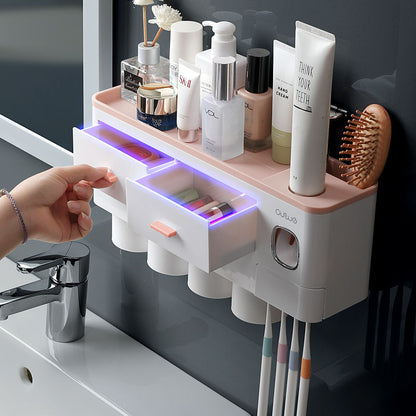 NeatNest – All-in-One-Magnet-Badezimmerset mit Zahnpastabehälter