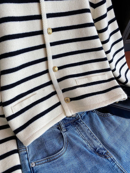 Camille – Gestreifter luxuriöser Cardigan für zeitlosen, stilvollen Komfort