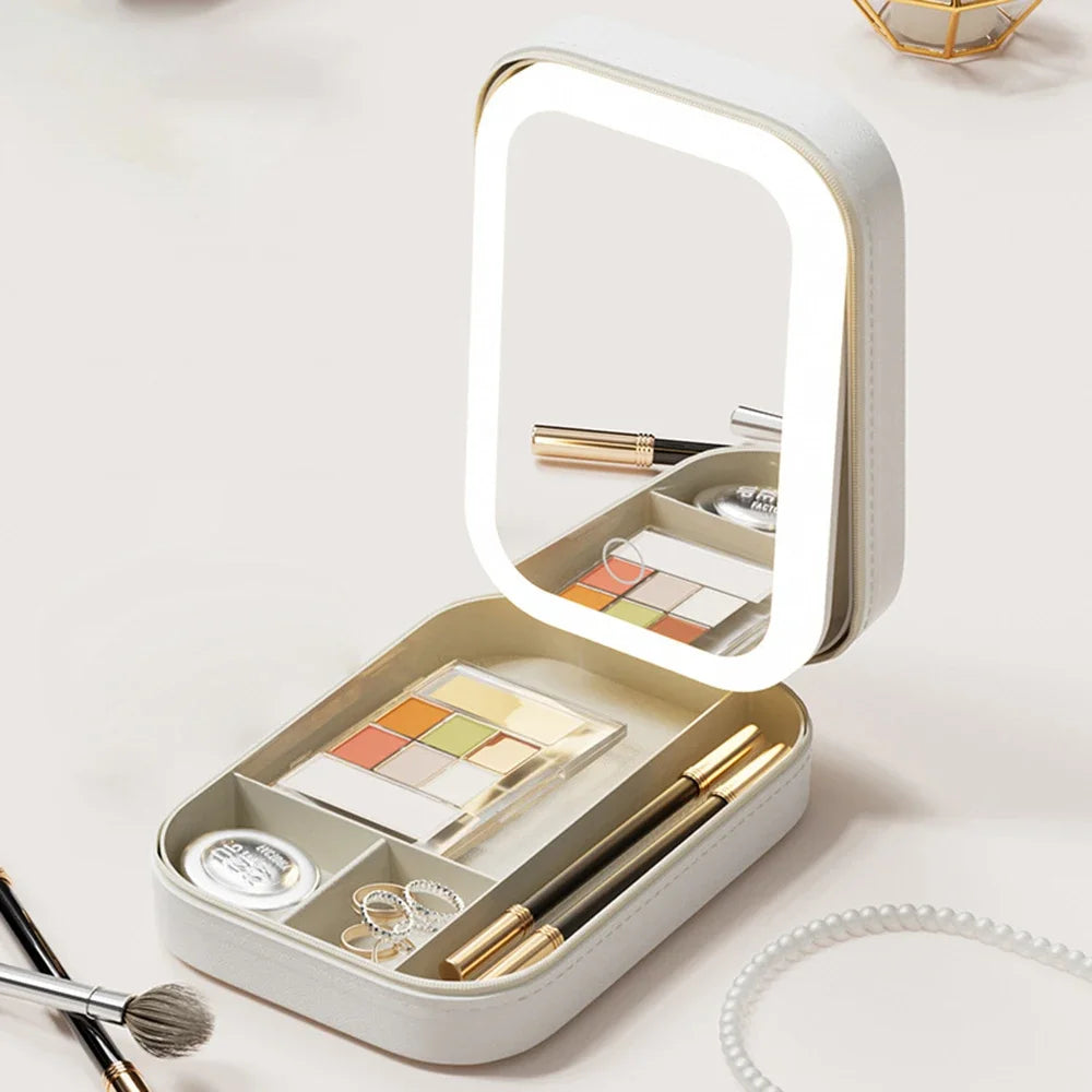 GlamBox – Reise-Make-up-Tasche mit LED-Spiegel für unterwegs