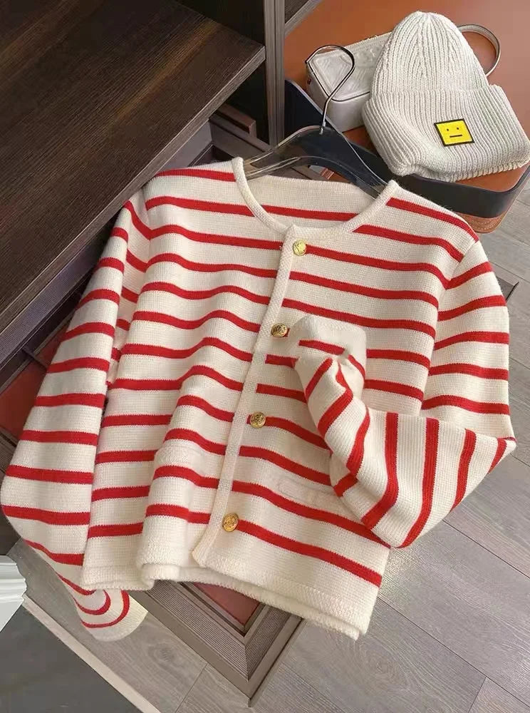 Camille – Gestreifter luxuriöser Cardigan für zeitlosen, stilvollen Komfort