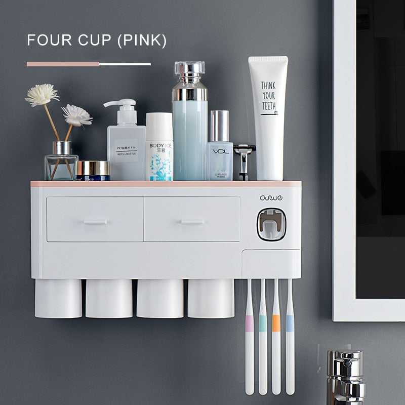 NeatNest – All-in-One-Magnet-Badezimmerset mit Zahnpastabehälter