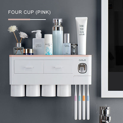 NeatNest – All-in-One-Magnet-Badezimmerset mit Zahnpastabehälter