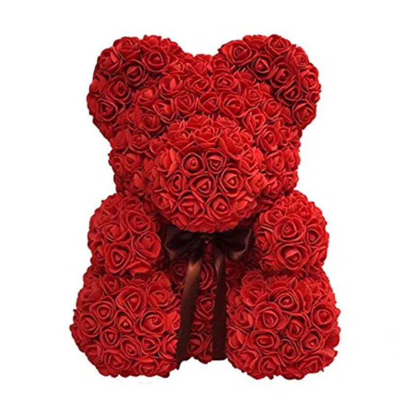 RoseBear – Teddybär mit synthetischen Rosen und elegantem, langlebigem Design