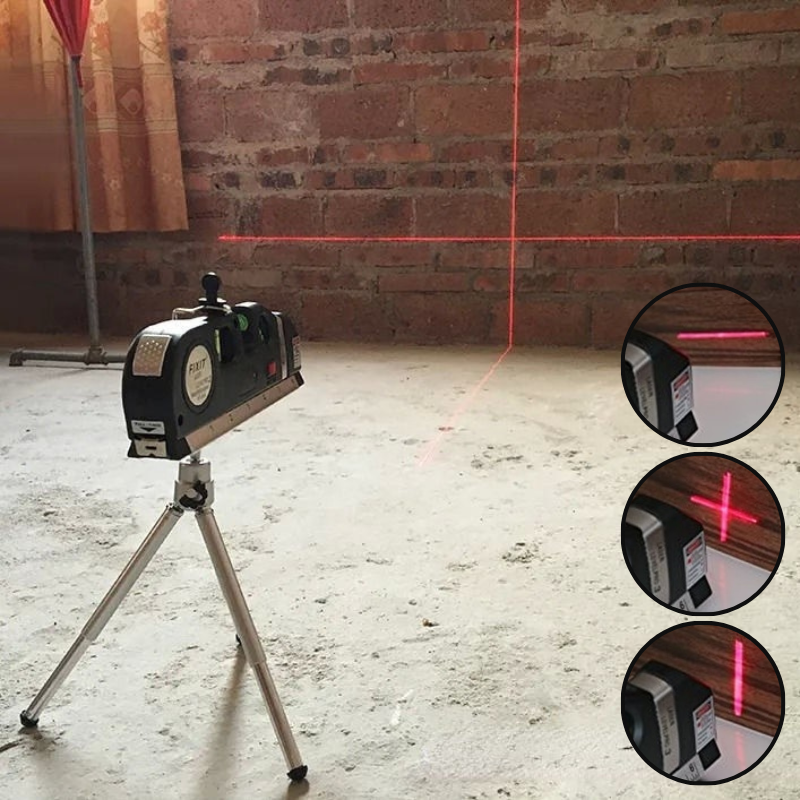 Präzise Messung – 3-in-1-Laserwasserwaage und Maßband