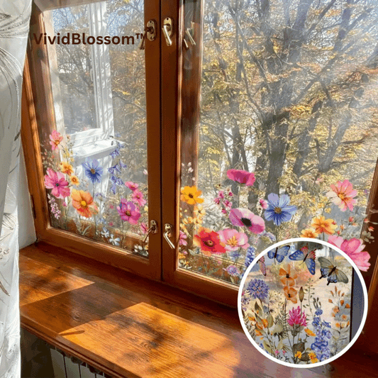 VividBlossom – Floraler Fensteraufkleber für lebendige Dekoration