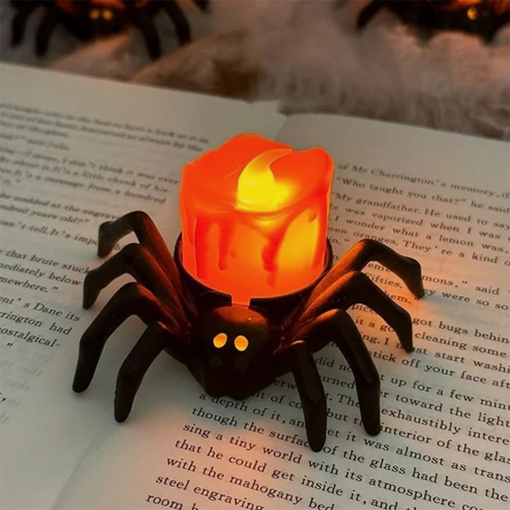 SpookyGlow – Halloween LED-Kürbislampe mit Spinnenmotiv