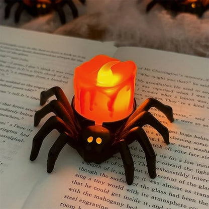 SpookyGlow – Halloween LED-Kürbislampe mit Spinnenmotiv