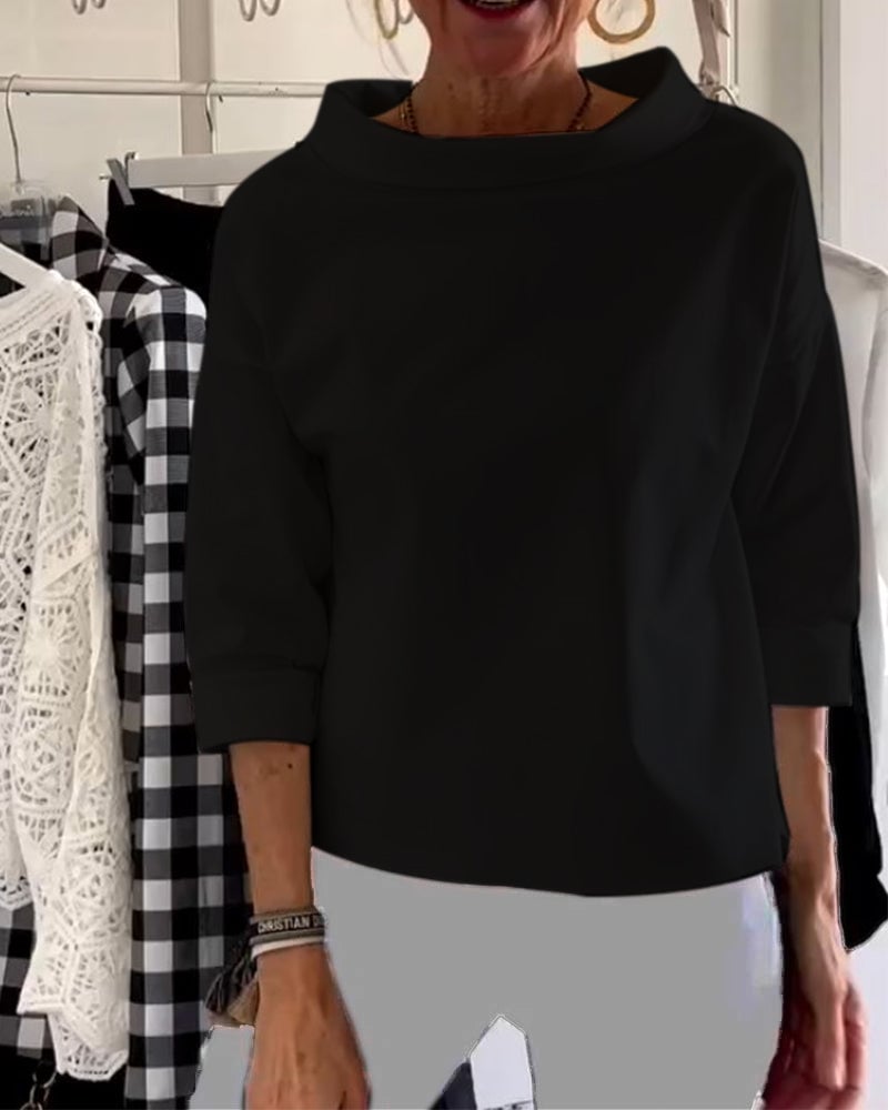 Henna – Lange Bluse mit weitem Rollkragen