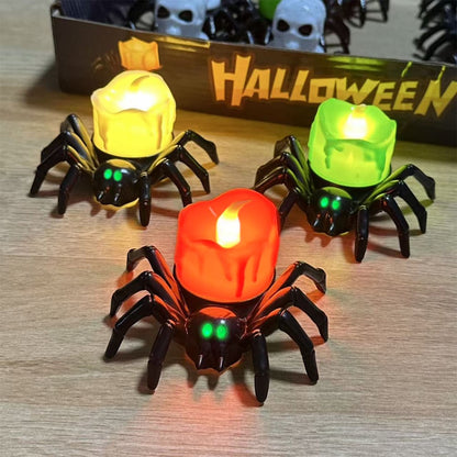 SpookyGlow – Halloween LED-Kürbislampe mit Spinnenmotiv