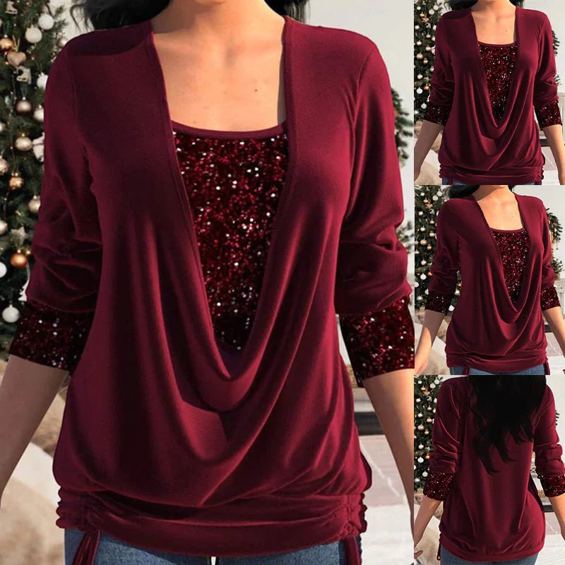 Chloe – Paillettenbluse mit langen Ärmeln für einen funkelnden Look
