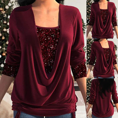 Chloe – Paillettenbluse mit langen Ärmeln für einen funkelnden Look