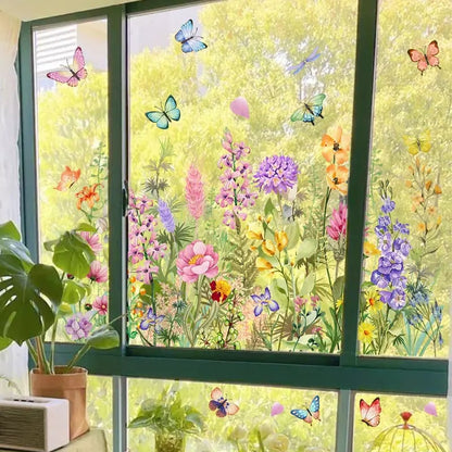 VividBlossom – Floraler Fensteraufkleber für lebendige Dekoration