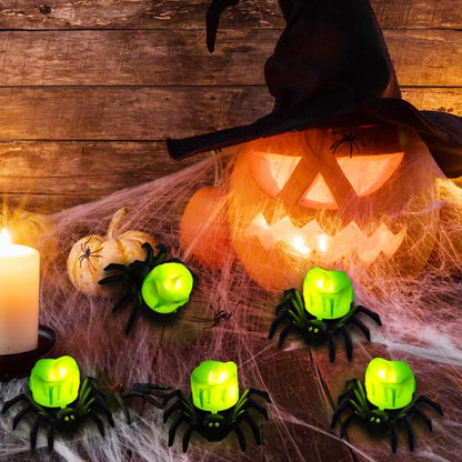 SpookyGlow – Halloween LED-Kürbislampe mit Spinnenmotiv