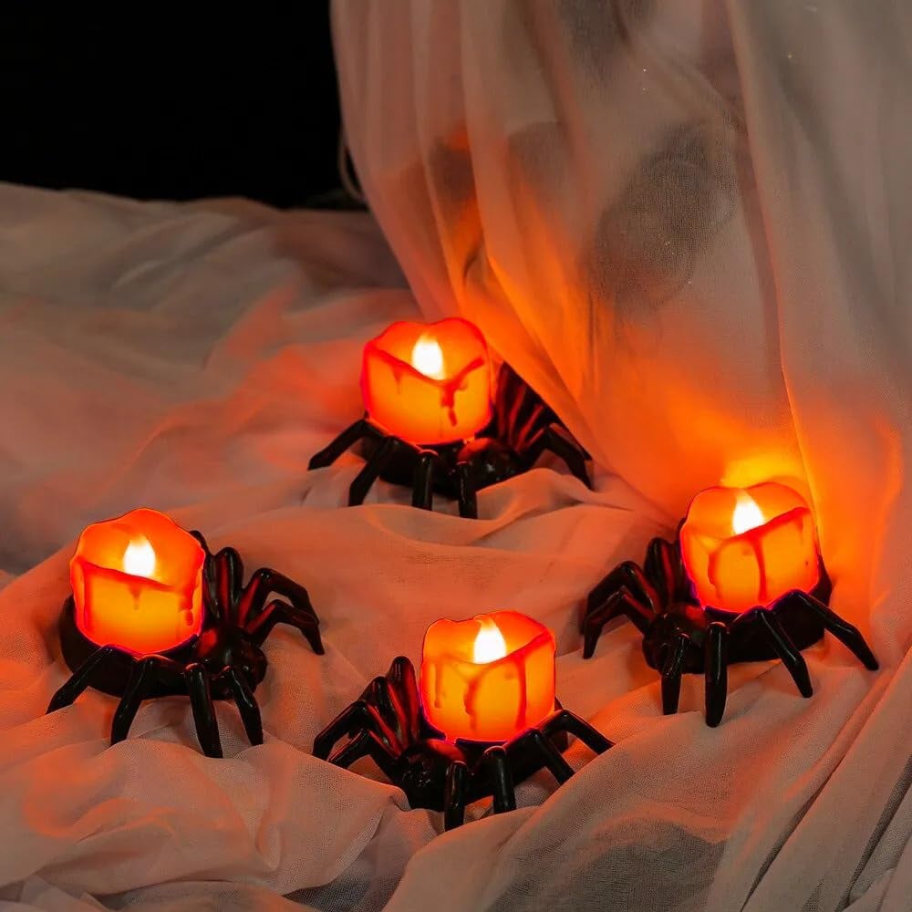 SpookyGlow – Halloween LED-Kürbislampe mit Spinnenmotiv