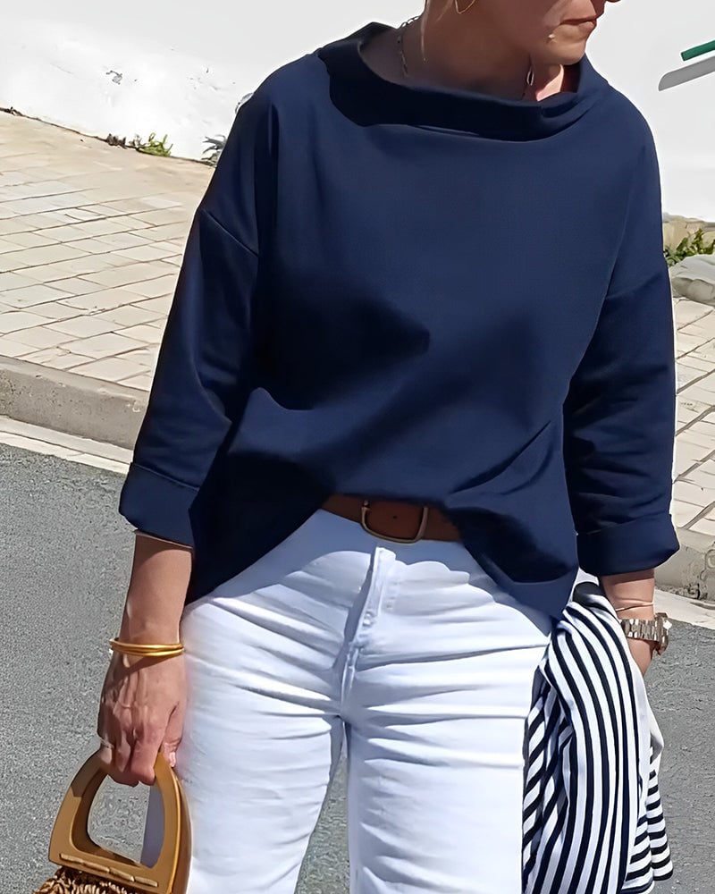 Henna – Lange Bluse mit weitem Rollkragen