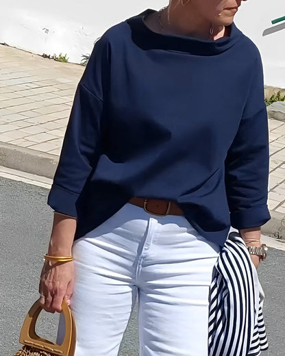 Henna – Lange Bluse mit weitem Rollkragen