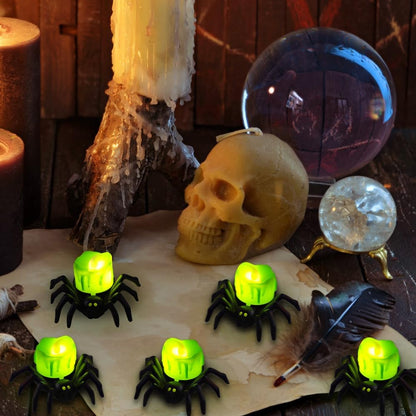 SpookyGlow – Halloween LED-Kürbislampe mit Spinnenmotiv