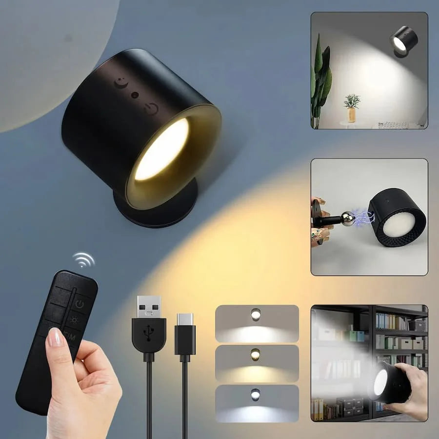 GlowEase – LED-Magnetwandlicht mit zwei Leuchtenköpfen und Fernbedienung