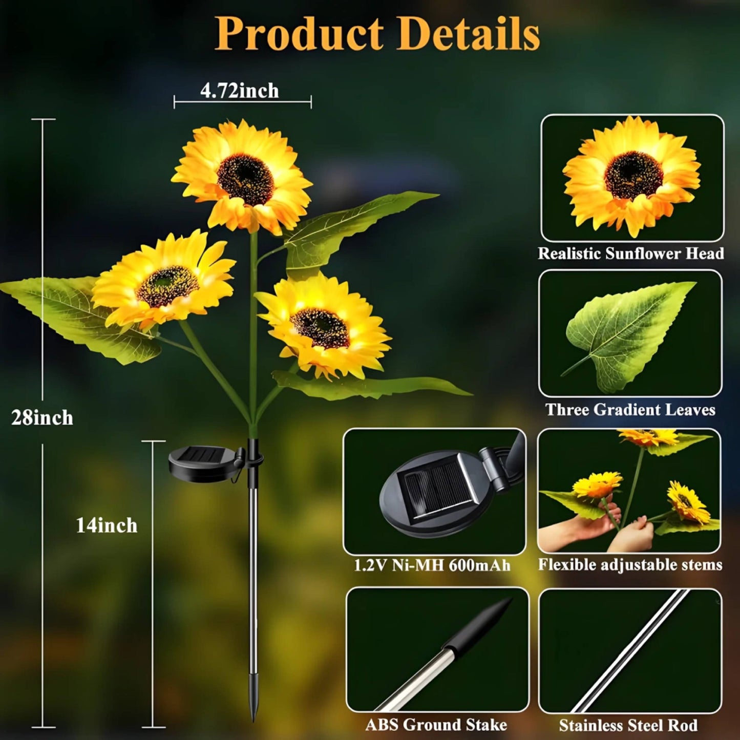LumiFlora – Solarbetriebene Sonnenblumen-Gartenleuchte Mit Warmem Licht und Wetterfestem Design | 1+1 GRATIS
