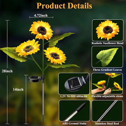 LumiFlora – Solarbetriebene Sonnenblumen-Gartenleuchte Mit Warmem Licht und Wetterfestem Design | 1+1 GRATIS