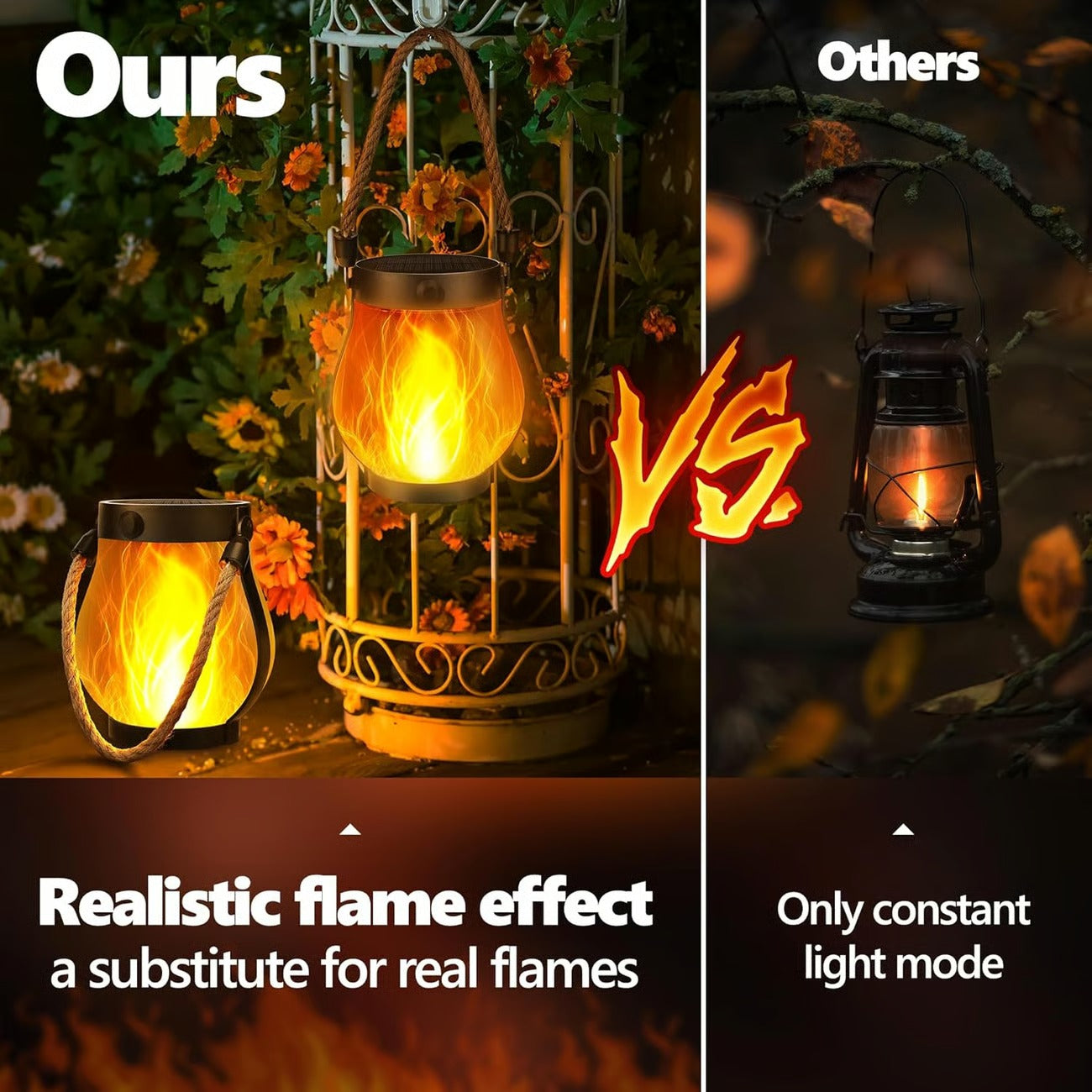 GlanzFlamme – Solar-Flackerlaterne mit zwei Lademodi