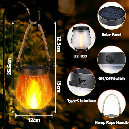 GlanzFlamme – Solar-Flackerlaterne mit zwei Lademodi