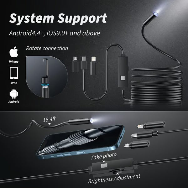 ScopeX – Endoskop-Inspektionskamera mit HD 1080p und LED-Beleuchtung