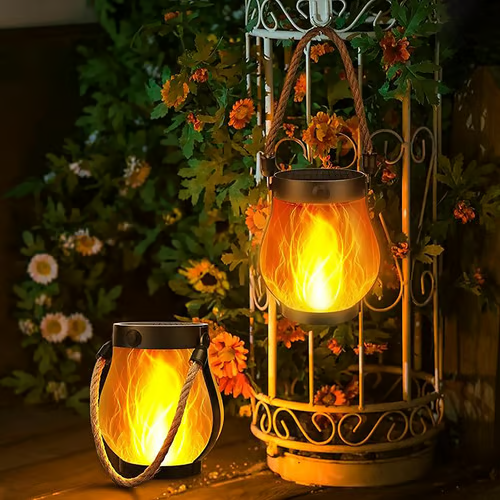 GlanzFlamme – Solar-Flackerlaterne mit zwei Lademodi