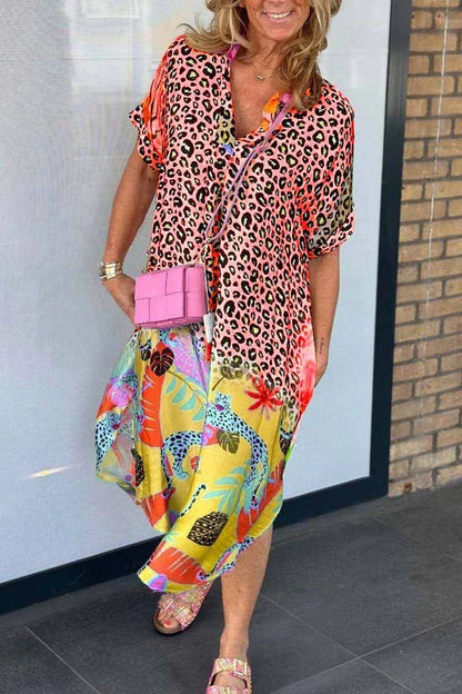 Finja – Kurzarm-Kleid mit Leopardenmuster und Taschen