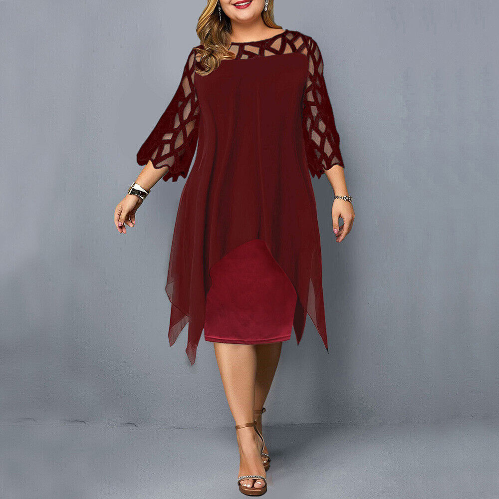 Lacelora – Spitzen-Midikleid für elegante Plus-Size-Frauen
