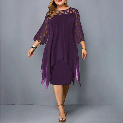 Lacelora – Spitzen-Midikleid für elegante Plus-Size-Frauen