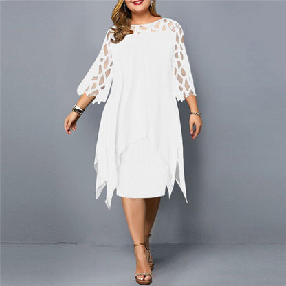Lacelora – Spitzen-Midikleid für elegante Plus-Size-Frauen