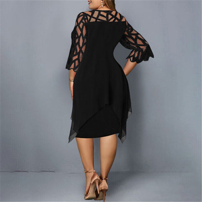 Lacelora – Spitzen-Midikleid für elegante Plus-Size-Frauen