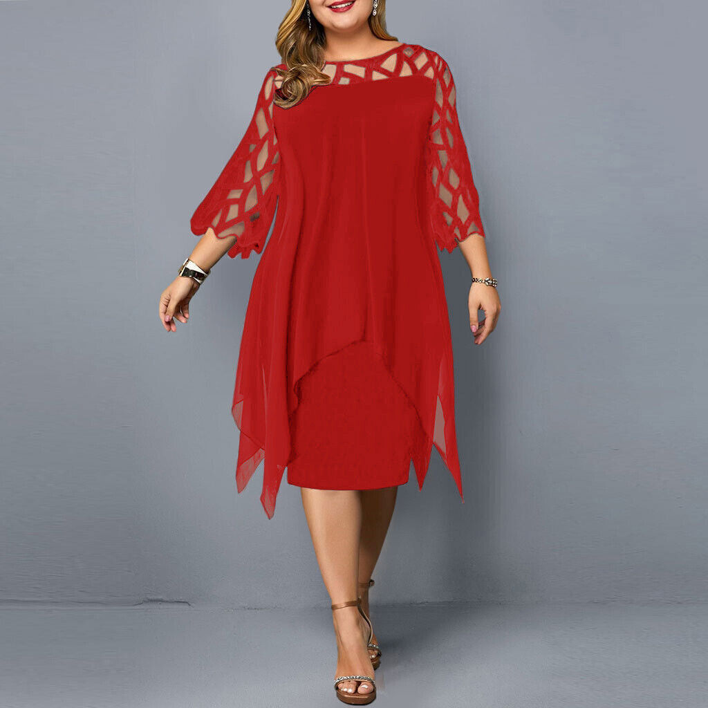 Lacelora – Spitzen-Midikleid für elegante Plus-Size-Frauen