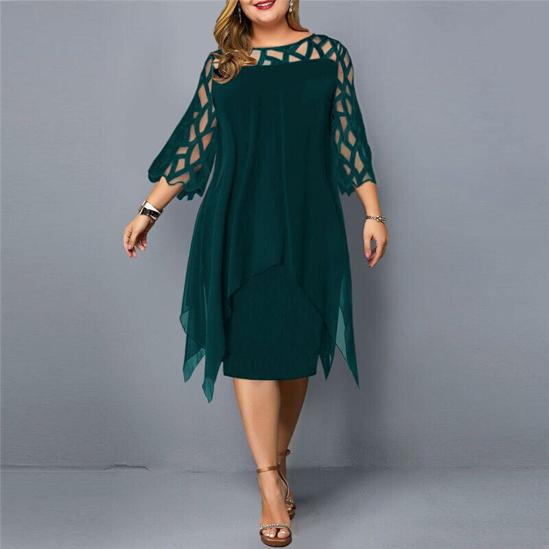 Lacelora – Spitzen-Midikleid für elegante Plus-Size-Frauen